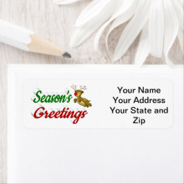Säsonhälsningar Julskript på flygande rener Returadress Etikett