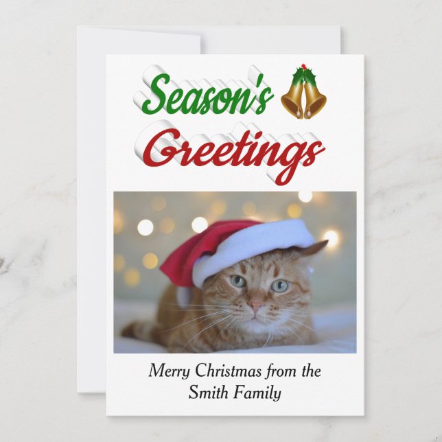 Säsonhälsningar Klockor-fotoskript Julkort (Framsida)