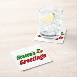 Säsonhälsningar Klockor jultypografi Underlägg Papper Kvadrat