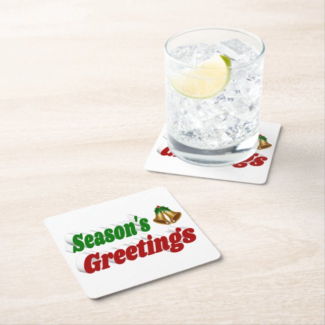 Säsonhälsningar Klockor jultypografi Underlägg Papper Kvadrat (Insitu)