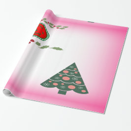 Säsonhälsningar Living Grönt Gräns Holly/Träd Presentpapper