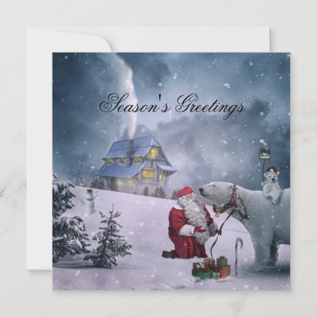 Säsonhälsningar med svart text julkort (Framsida)