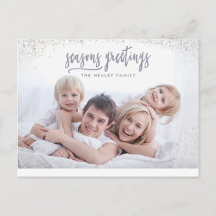säsonhälsningar modern familjefoto vykort