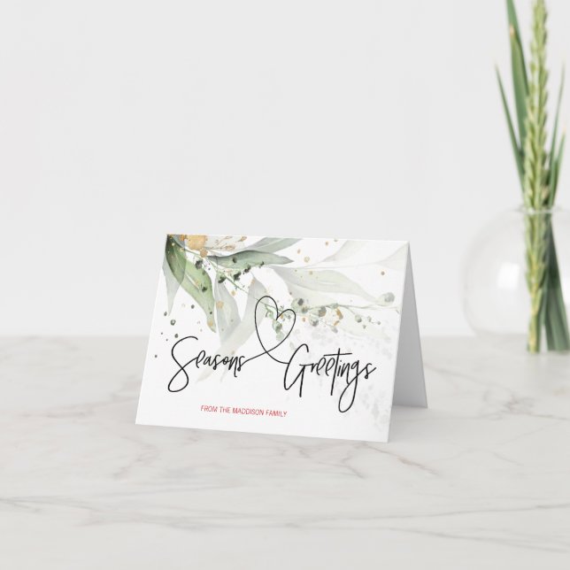 Säsonhälsningar Modern juleucalyptus-kort Kort (Framsida)