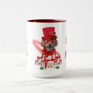 Säsonhälsningar Pudel Red & White Coffee Mugg