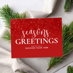 Säsonhälsningar Red Glitter Modern Business Julkort