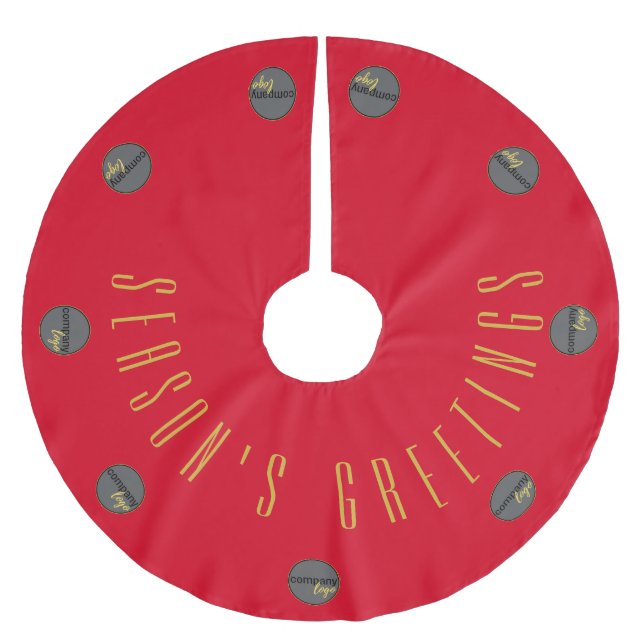 SÄSONHÄLSNINGAR RED GULD AFFESS LOGOTYP MALL JULGRANSMATTA BORSTAD POLYESTER (Framsidan)