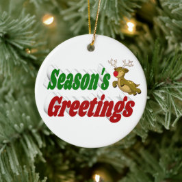 Säsonhälsningar Reindeers jultypografi Julgransprydnad Keramik