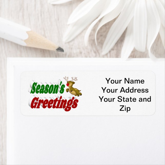 Säsonhälsningar Reindeers jultypografi Returadress Etikett (Insitu)