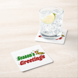 Säsonhälsningar Reindeers jultypografi Underlägg Papper Kvadrat