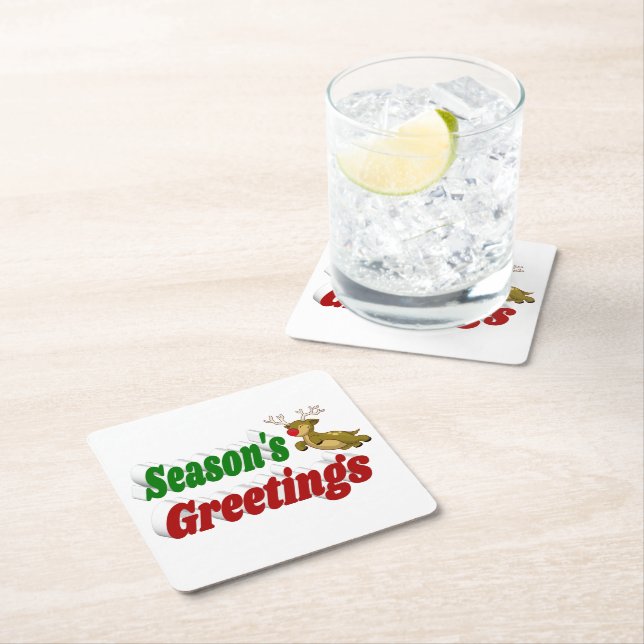 Säsonhälsningar Reindeers jultypografi Underlägg Papper Kvadrat (Insitu)