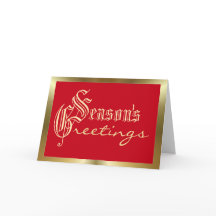 Säsonhälsningar röd och guld jul