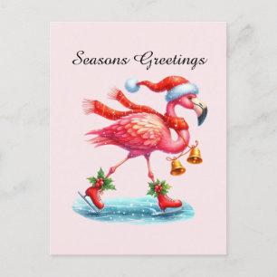 Säsonhälsningar rosa flamingo helg vykort