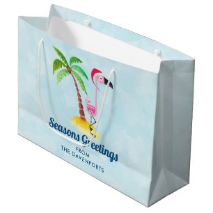 Säsonhälsningar Rosa Flamingo i Santa Hat