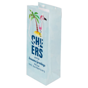 Säsonhälsningar Rosa Flamingo i Santa Hat