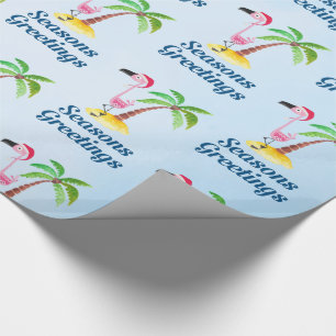 Säsonhälsningar Rosa Flamingo i Santa Hat Presentpapper