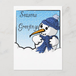 Säsonhälsningar Snögubbe vykort