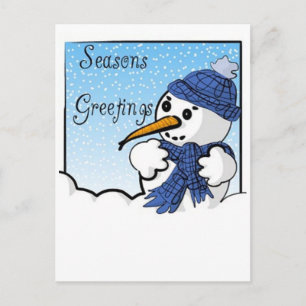 Säsonhälsningar Snögubbe vykort