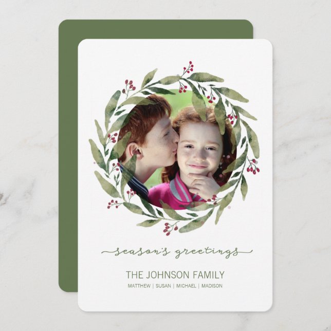 säsonhälsningar Vattenfärgning Helgdag av utandnin Julkort (Fram/baksida)