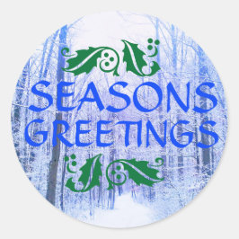SÄSONHÄLSNINGAR WINTER WOODLAND STICKER RUNT KLISTERMÄRKE