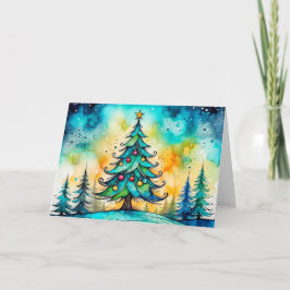 Säsonhälsningarna god jul Träd Helgkort