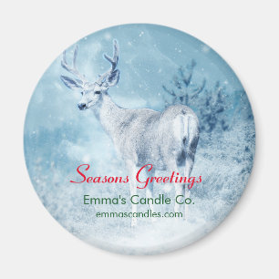 Säsonhälsningarna Winter Hjort och Gräs Träd Magnet