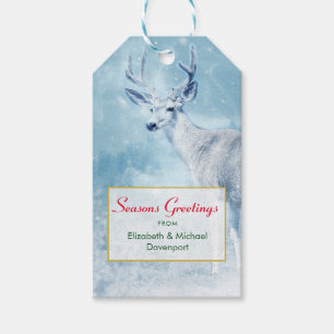 Säsonhälsningarna Winter Hjort och Gräs Träd Presentetikett
