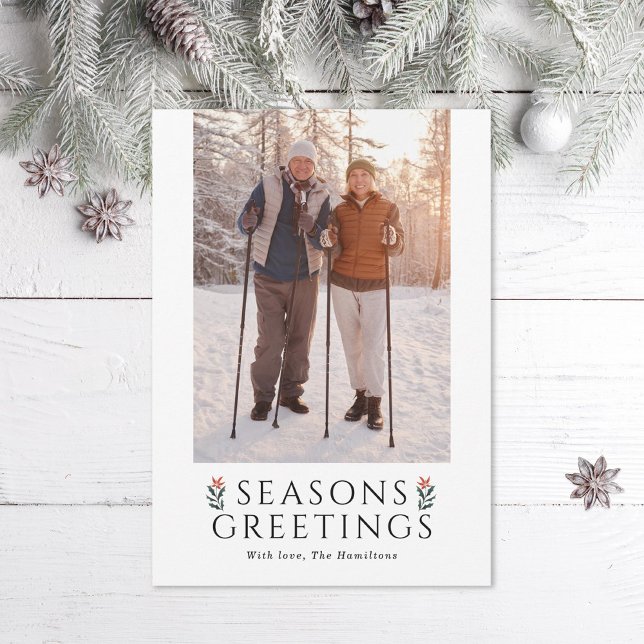 Säsonhälsningars Poinsettia Photo Julkort (Skapare uppladdad)