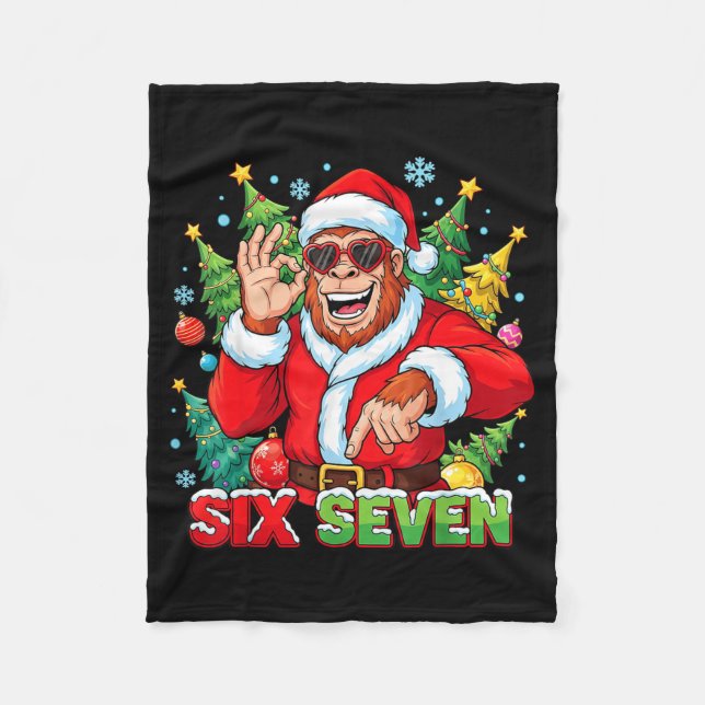 Sasquatch 67 Bigfoot Six Seven Meme jul kostym Fleecefilt (Framsidan)
