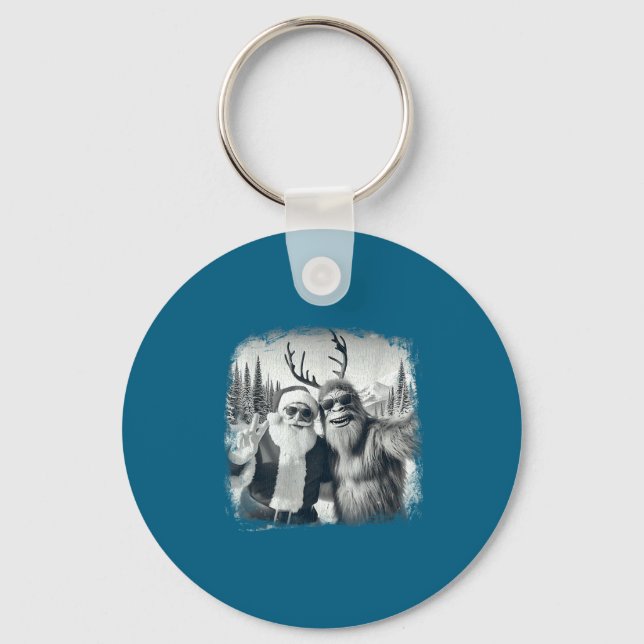 Sasquatch 67 Christmas Tree Funny Santa Bigfoot  Nyckelring (Framsida)