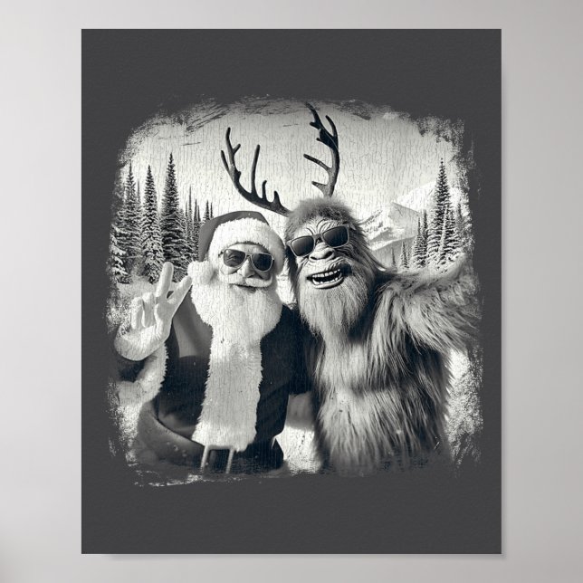 Sasquatch 67 Christmas Tree Funny Santa Bigfoot  Poster (Framsidan)