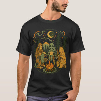 Sasquatch Alien Läggereld Vänner – Rolig Kryptid U T Shirt