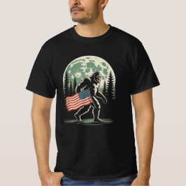 Sasquatch American Flagga för 4 juli Bigfoot T Shirt