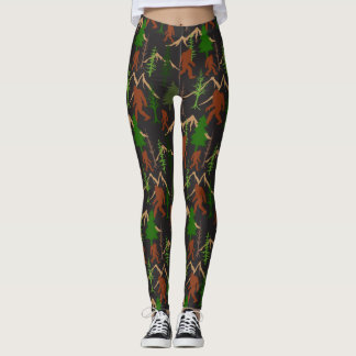 Sasquatch and Forest Träd Bigfoot Patterned Leggings