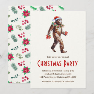 Sasquatch Big Foot i jultomten Party Inbjudningar