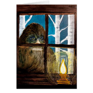 Sasquatch Bigfoot Art - People Watcher Hälsningskort