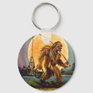 Sasquatch Bigfoot Borta Fishing Original Nyckelring