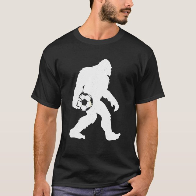 Sasquatch Bigfoot Goalkeeper Funny Soccer Ball Kid T Shirt (Framsida)