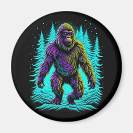 Sasquatch Bigfoot in Teal and Black Magnet