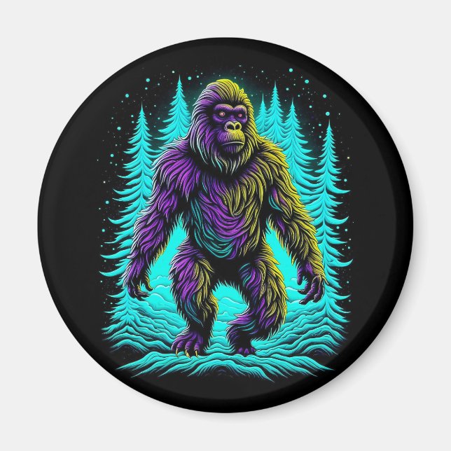 Sasquatch Bigfoot in Teal and Black Magnet (Framsidan)