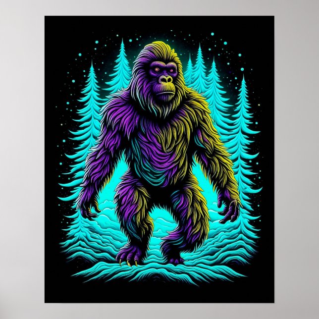 Sasquatch Bigfoot in Teal and Black Poster (Framsidan)