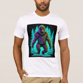 Sasquatch Bigfoot in Teal and Black T Shirt