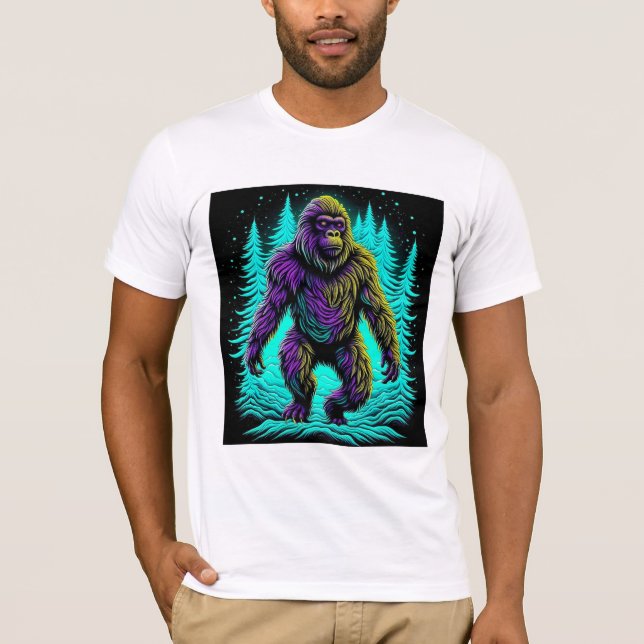 Sasquatch Bigfoot in Teal and Black T Shirt (Framsida)