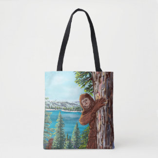 Sasquatch Bigfoot Lake Tahoe Totebag Tygkasse