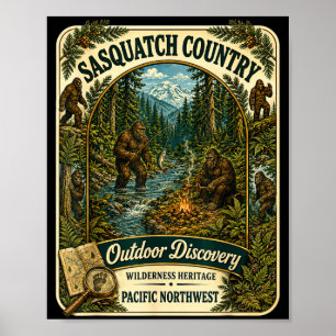 Sasquatch bigfoot landsbygd utomhus camping pacifi poster
