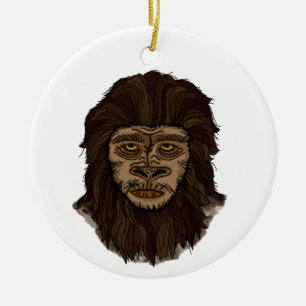 Sasquatch Bigfoot Swamp Ape Cryptid Monster Julgransprydnad Keramik