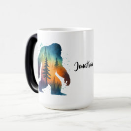 Sasquatch Bigfoot Watercolor Personalized Name Mug Magisk Mugg