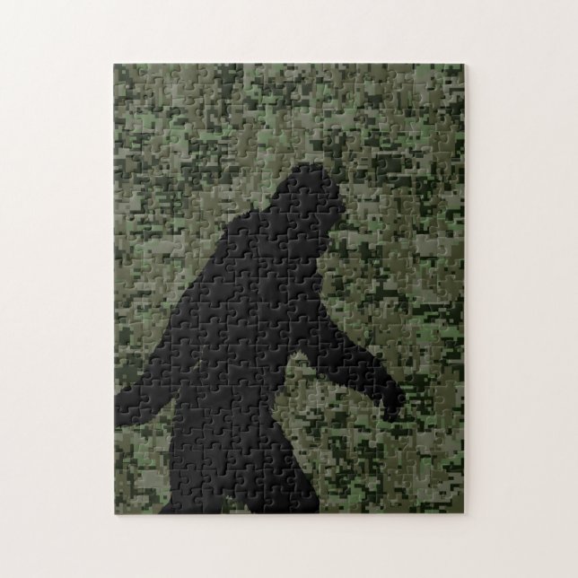Sasquatch Black Silhouette Digital Camouflage Pussel (Vertikal)