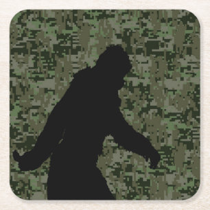 Sasquatch Black Silhouette Digital Camouflage Underlägg Papper Kvadrat