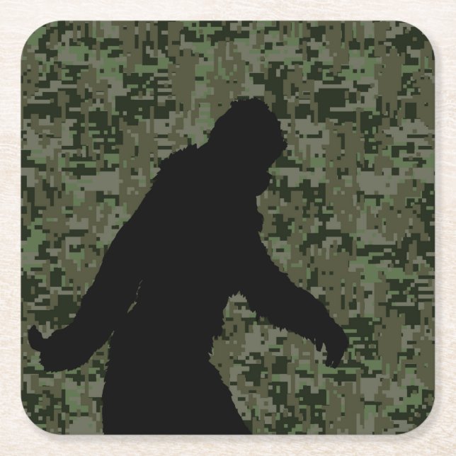 Sasquatch Black Silhouette Digital Camouflage Underlägg Papper Kvadrat (Framsidan)